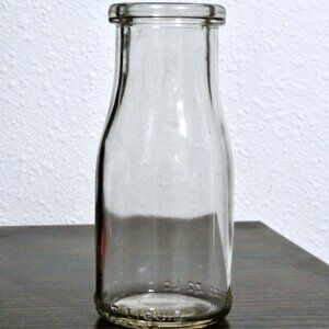 VINTAGE REGISTERED HALF PINT CLEAR GLASS CREAM BOTTLE triangle emblem with MINN